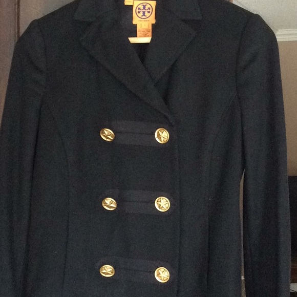 Tory Burch double breasted navy wool jacket pea coat - Picture 3 of 6